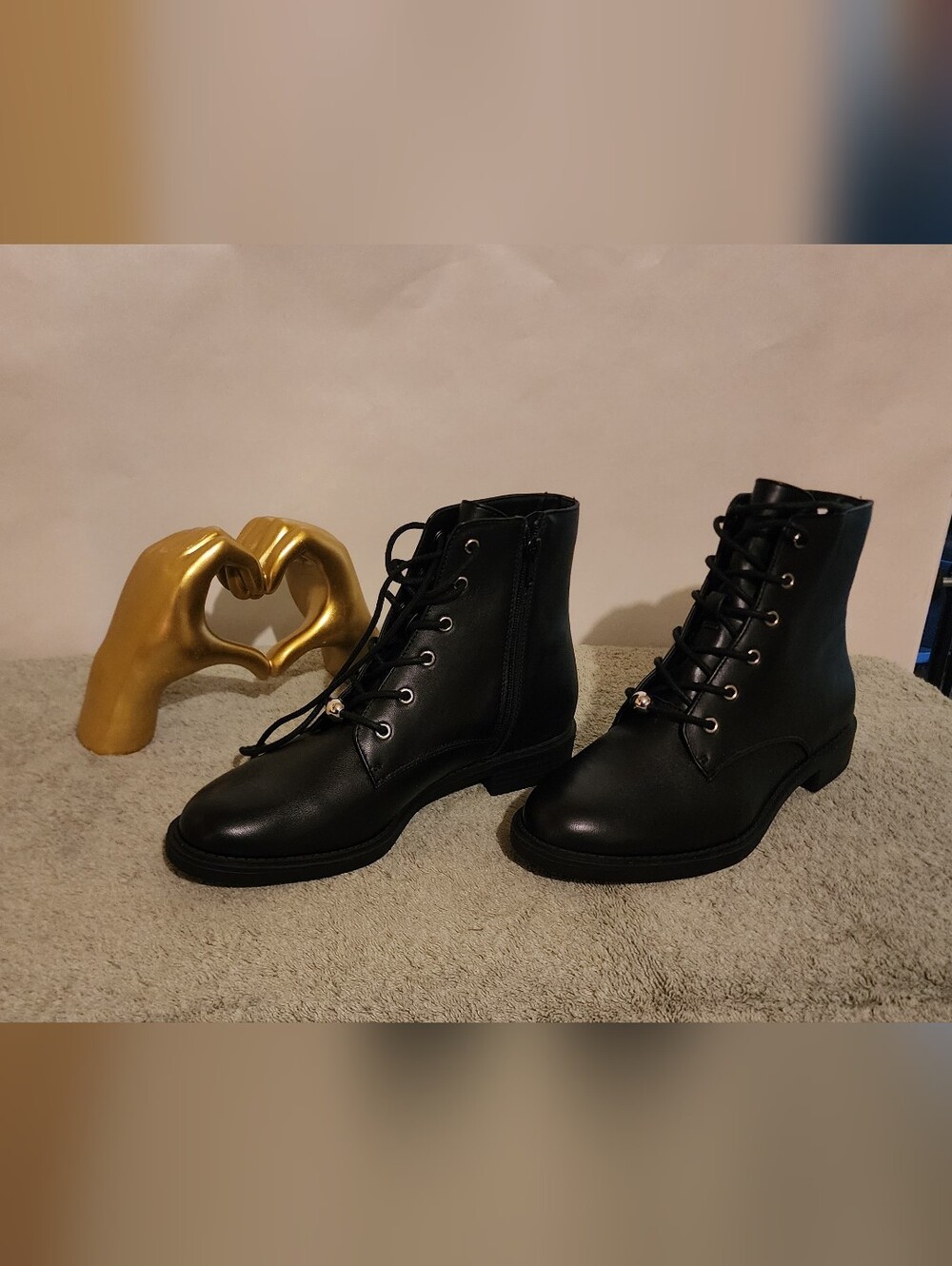 Alfani Black Women's Lace-Up Ankle Boots - Leather And Man Made Upper